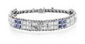 A Platinum White Gold Diamond and Synthetic Sapphire Bracelet