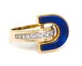 A Yellow Gold Diamond Turquoise and Lapis Lazuli Flip Ring