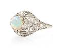 An Edwardian Platinum Opal and Diamond Ring