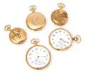 A Collection of 14 Karat Yellow Gold Pocketwatches