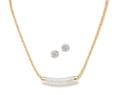 A 14 Karat Yellow Gold and Diamond Necklace and Earrings
