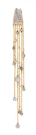 A Gold and Diamond Fringe Pendant