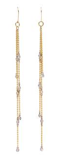 A Pair of Yellow and White Gold Diamond Fringe Earrings