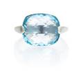 A 14 Karat White Gold and Blue Topaz Ring