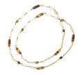 A 14 Karat Yellow Gold and Tigers Eye Quartz Necklace