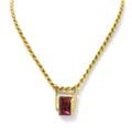 A Yellow Gold Necklace with Pink Tourmaline and Diamond Pendant
