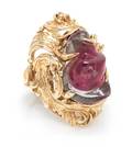 A Yellow Gold and Tourmaline Ring