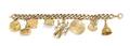 A 14 Karat Yellow Gold Bracelet with Eight Attached Charms