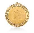 A Yellow Gold and Mexican 50 Pesos Gold Coin Pendant