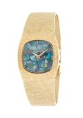 A 14 Karat Yellow Gold Opal Mosaic Wristwatch Baume  Mercier