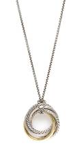 A Sterling Silver and 14 Karat Bonded Yellow Gold Crossover Pendant and Chain David Yurman