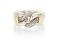A Sterling Silver 18 Karat Yellow Gold and Diamond Metro Ring David Yurman