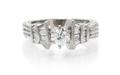 A 14 Karat White Gold and Diamond Ring