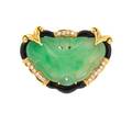 An 18 Karat Yellow Gold Jadeite Jade Onyx and Diamond PendantEnhancer