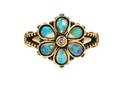 A 14 Karat Yellow Gold Opal and Diamond Ring