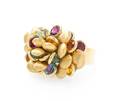 An 18 Karat Yellow Gold Multigemstone Charm Ring