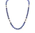 A 14 Karat Yellow Gold Lapis Lazuli and Gold Bead Necklace