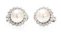 A White Gold Diamond and Cultured Pearl Demi Parure