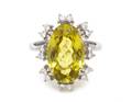 An 18 Karat White Gold Chrysoberyl and Diamond Ring