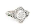 An Edwardian Platinum Diamond and Emerald Ring