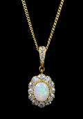 An Edwardian Yellow Gold Opal and Diamond Pendant