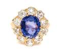 An Edwardian Yellow Gold Color Change Sapphire and Diamond Ring