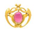 An Art Nouveau Yellow Gold and Pink Tourmaline PendantBrooch