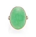A Vintage Yellow Gold and Jade Ring
