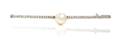 A Platinum Diamond and Cultured Pearl Bar Pin
