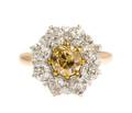 An Antique Yellow and White Gold Colored Diamond and Diamond Ring
