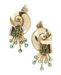 A Pair of Retro Yellow Gold and Emerald Earclips Tiffany  Co Circa 1946