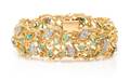 An 18 Karat Gold Emerald and Diamond Bracelet Cherny