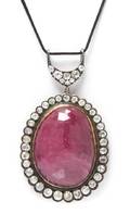 An Antique Silver Topped Gold Natural Ruby and Diamond Pendant