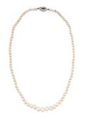 A Vintage Graduated Single Strand Cultured Pearl Necklace French