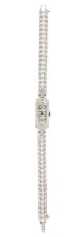 A Platinum and Diamond Wristwatch Longines for Spaulding Gorham