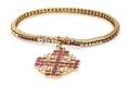 An 18 Karat Yellow Gold Ruby and Diamond Bracelet with Maltese Cross Charm Pendant