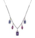 A White Gold Multicolor Sapphire and Diamond Necklace