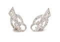 A Pair of Vintage Platinum and Diamond Earclips