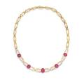 An 18 Karat Yellow Gold Ruby and Diamond Necklace Trio