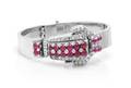 A Retro White Gold Ruby and Diamond Surprise Wristwatch Lackritz