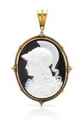 A Fine Victorian Yellow Gold and Onyx Cameo PendantBrooch Filippo Tignani Circa 1880