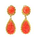 A Yellow Gold and Coral Cameo Demi Parure