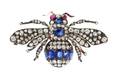 A Fine Victorian Silver Topped Gold Sapphire and Diamond Bee Brooch