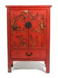 A Chinese Polychrome Decorated Cabinet