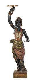 A Venetian Painted and Parcel Gilt Figural Torchere