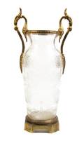 A French Gilt Bronze Mounted Cut and Etched Glass Vase