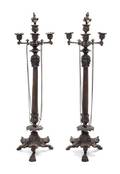 A Pair of Empire Style Cast Metal ThreeLight Candelabra