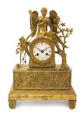 An Empire Style Gilt Metal Figural Mantel Clock
