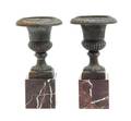 A Pair of Victorian Style Cast Iron Diminutive Urns