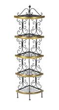 A Steel and Brass Corner Bakers Rack